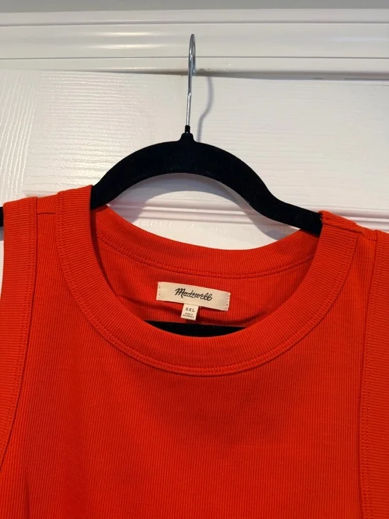 NWOT Madewell Size XXL Red Orange Ribbed Supima Cotton Racerback Tank Top - Picture 4 of 10
